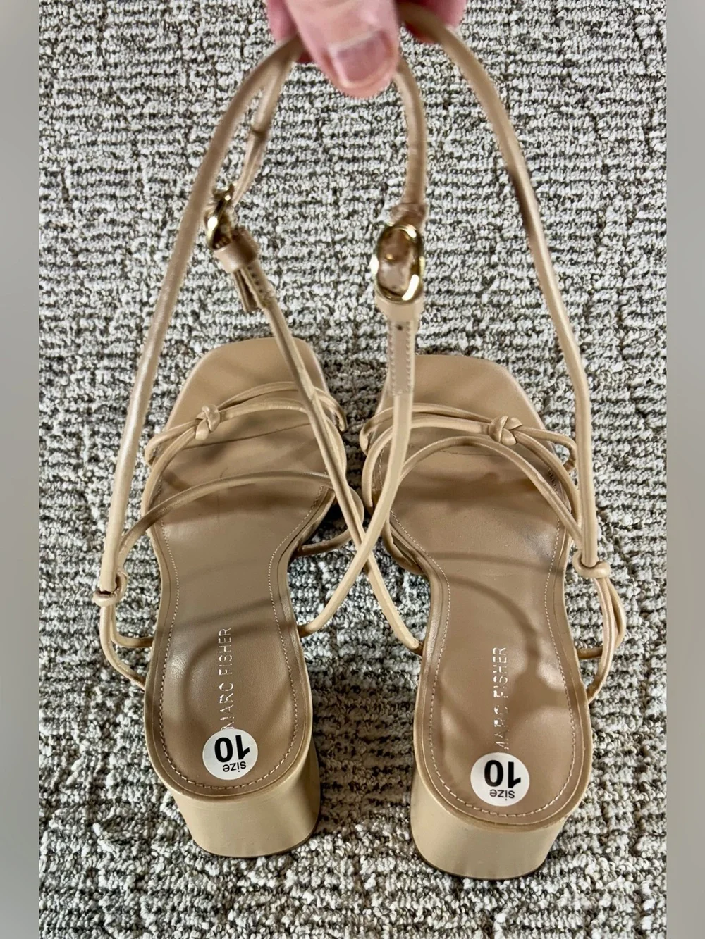 NEW Marc Fisher Women’s Size 10M Light Natural Tone Gurion Block Heel Sandal